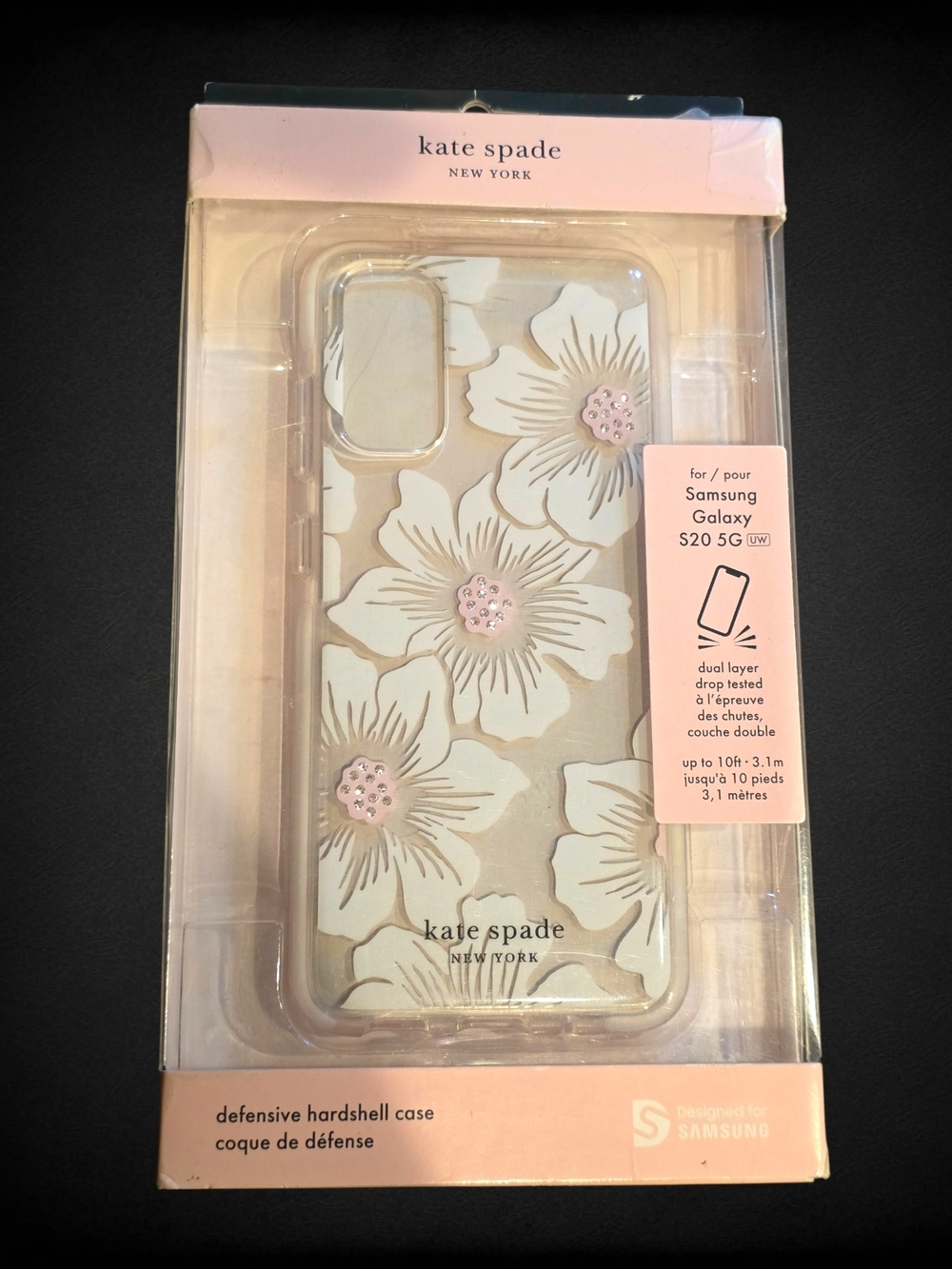 Kate Spade Galaxy S20 Case NWT Floral Clear Defensive Hardshell Rhinestone